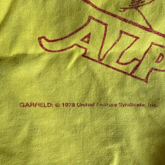 VINTAGE ALPO CAT FOOD YELLOW CANVAS TOTE BAG, GARFIELD 1978‎ - Picture 3 of 12